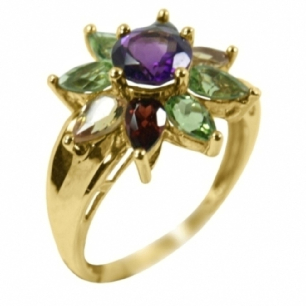 RAM1001C 14K Yellow Gold Amathist & Citren �4700.AquaAquaAquaAquaAqua 14K Yellow Gold Amathist & Citren - Image 1