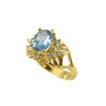 14K-18K Yellow Gold & Diamond- Aquamarine - Image 4