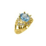 14K-18K Yellow Gold & Diamond- Aquamarine - Image 5