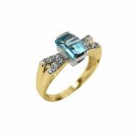 14K-18K Yellow Gold & Diamond- Aquamarine - Image 3