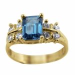 14K-18K Yellow Gold & Diamond- Aquamarine - Image 5