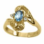 14K-18K Yellow Gold & Diamond- Aquamarine - Image 3