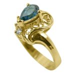 14K-18K Yellow Gold & Diamond- Aquamarine - Image 4