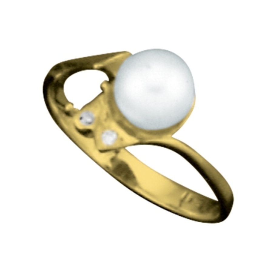 RP1004 14k-18K Yellow Gold & Pearl Colture-Diamond �3850.Aqua 14k-18K Yellow Gold & Pearl Colture-Diamond - Image 1