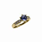14K-18K Yellow Gold Tanzanite Cabeshon -Diamond - Image 5