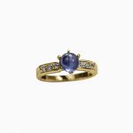 14K-18K Yellow Gold Tanzanite Cabeshon -Diamond - Image 4